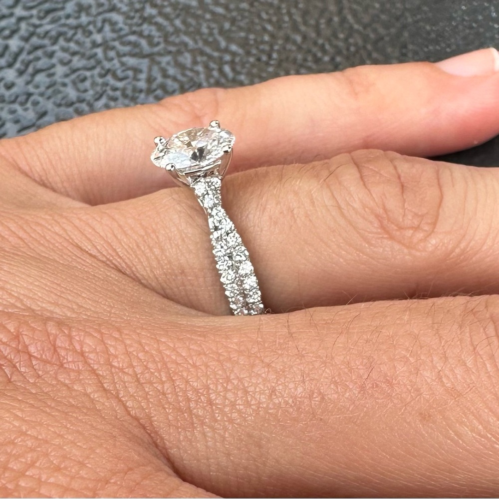 Lab-Created Diamonds by KAY Oval-Cut Engagement Ring 1-1/4 ct tw 14K White Gold - Picture 9 of 9